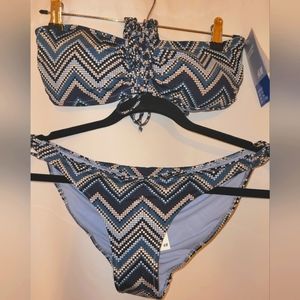 Checkered bikini with braided detailing